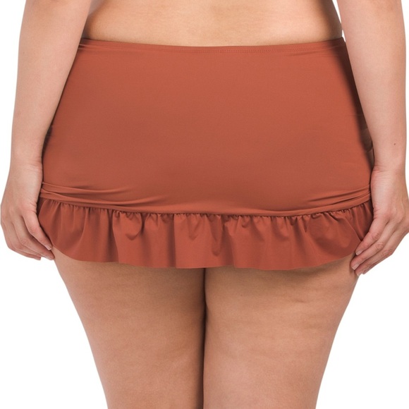 La Blanca Plus Swim Skirt Size 20W Cinnamon Brown Ruched Ruffle Tummy Co… - Picture 2 of 12
